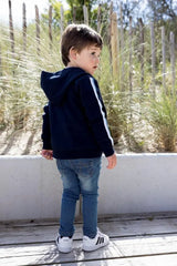 Boys Jacket With Zip and Hood Dark Blue | Dirkje - Jenni Kidz