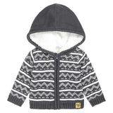 Boys Knitted Cardigan Dark Blue Fake Fur | Dirkje - Dirkje