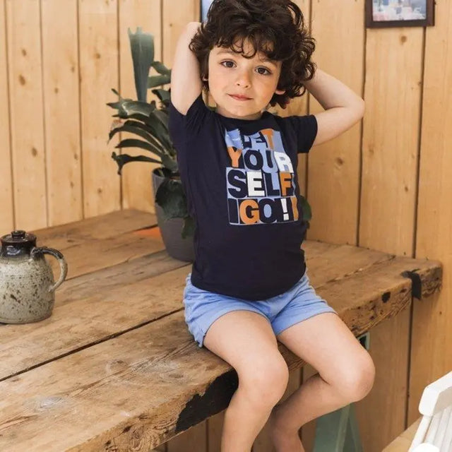 Boys T-shirt Dark Blue Text | Koko-Noko - Jenni Kidz