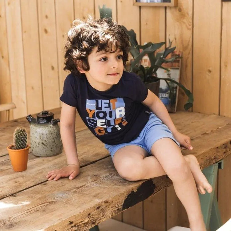 Boys T-shirt Dark Blue Text | Koko-Noko - Jenni Kidz