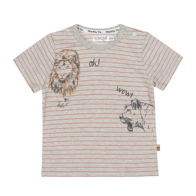 Boys T-shirt Grey Orange Lion | Dirkje - Jenni Kidz