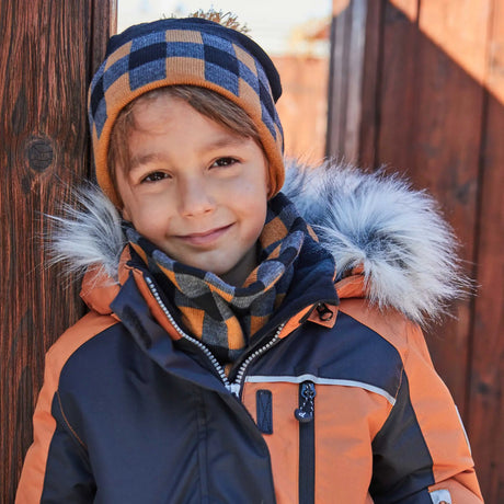 Boys's Knit Necktube With Checked Print | DEUX PAR DEUX - DEUX PAR DEUX