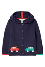 CHARMFORD BLUE CARS HOODED BABY CARDIGAN | Joules - Jenni Kidz