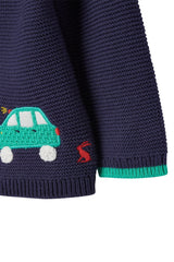 CHARMFORD BLUE CARS HOODED BABY CARDIGAN | Joules - Jenni Kidz