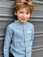 Chambray blue woven round neck shirt | Me & Henry - Jenni Kidz