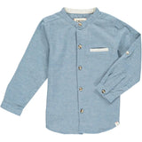 Chambray blue woven round neck shirt | Me & Henry - Jenni Kidz