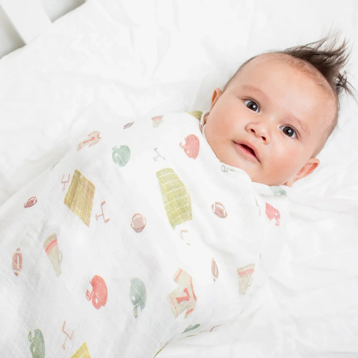 Cotton Muslin Swaddle Blanket - Football | Lulujo - Jenni Kidz