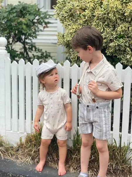 Cream henry print romper | Me & Henry - Jenni Kidz