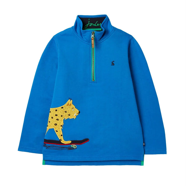 Dale Printed 1/2 Zip Sweatshirt - Blue Lynx | Joules - Jenni Kidz