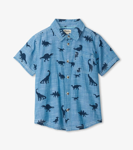 Dino Silhouettes Short Sleeve Button Down Shirt | Hatley - Jenni Kidz