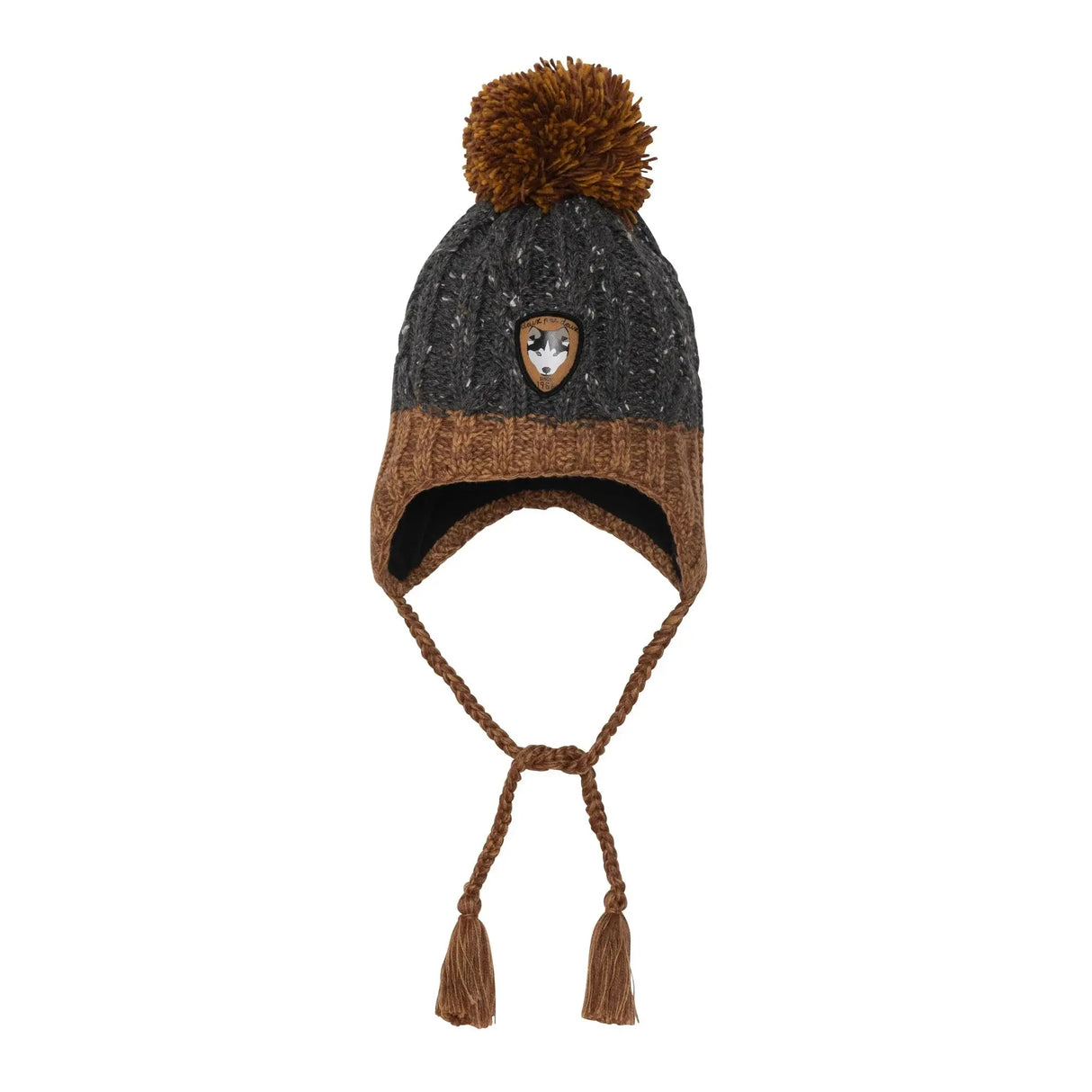 Earflap Knit Hat Grey And Yellow | DEUX PAR DEUX - DEUX PAR DEUX