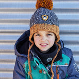 Earflap Knit Hat Grey And Yellow | DEUX PAR DEUX - DEUX PAR DEUX