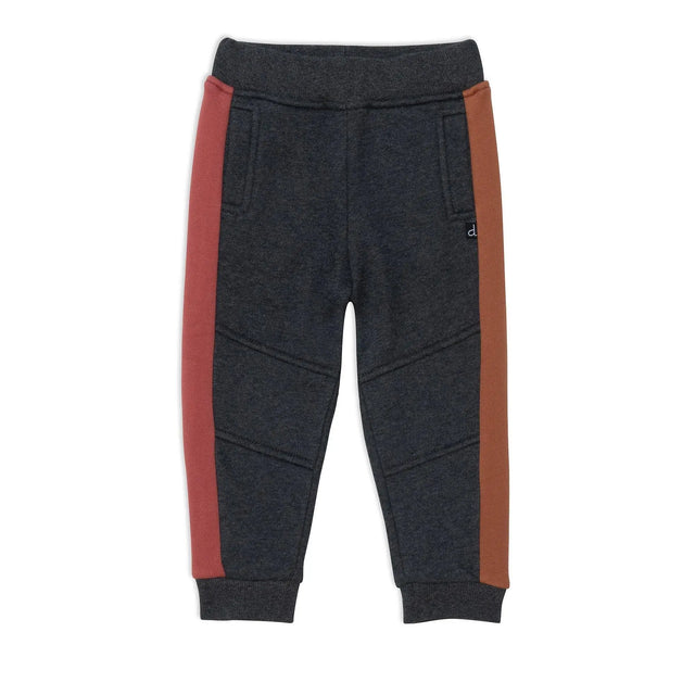 Fleece Pant Dark Grey With Clay Brown  | DEUX PAR DEUX - Jenni Kidz