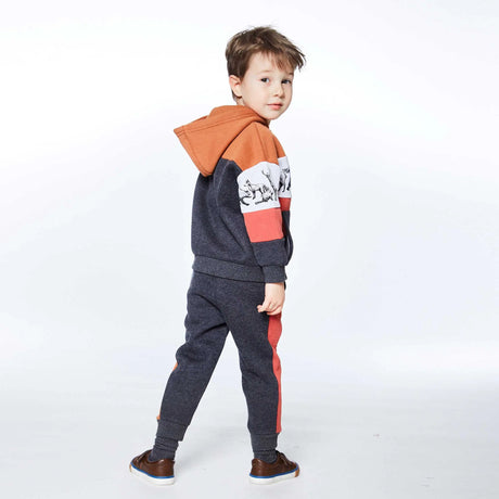 Fleece Pant Dark Grey With Clay Brown  | DEUX PAR DEUX - Jenni Kidz