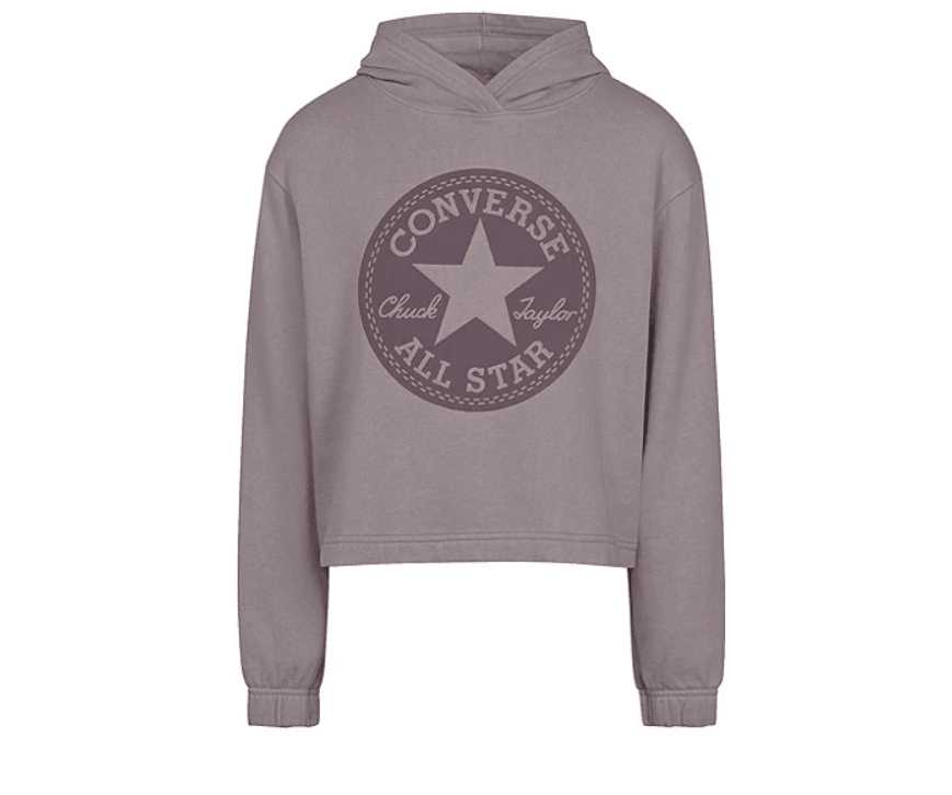 Girl Washed Metallic Chuck Patch Logo Cropped Hoodie Sweatshirt | Converse - Jenni Kidz