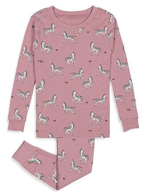 Girl's 2-Piece Zebra-Print Pyjama Set-Purple | Petit Lem - Jenni Kidz