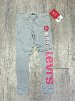 Levi's girls grey heather high-rise jeggings with oversized pink leg logo