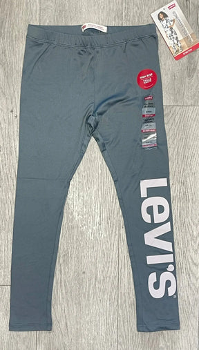 Levi's girls charcoal grey high-rise jeggings with oversized white leg logo