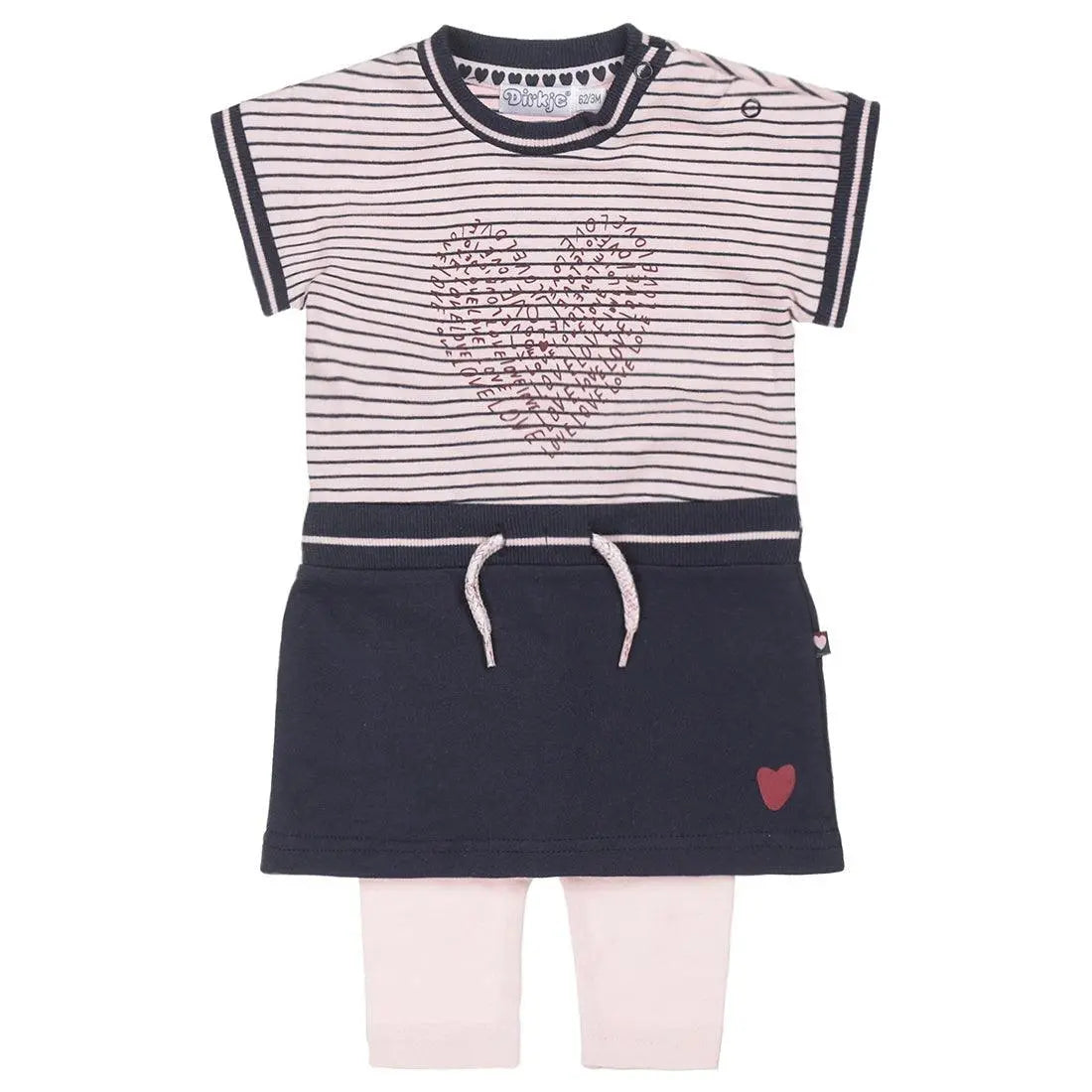 Girls Baby Dress With Legging Pink Dark Blue | Dirkje - Jenni Kidz