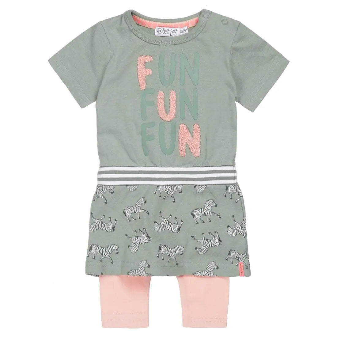 Girls Baby Set With Dress and Legging Green Zebra | Dirkje - Jenni Kidz