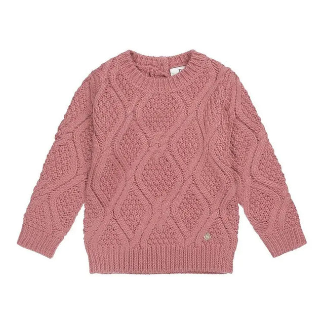 Girls Cable Sweatshirt Dark Old Pink | Koko-Noko - Koko-Noko