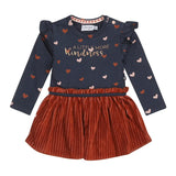 Girls Dress Dark Blue Arabian Spice Hearts | Dirkje - Dirkje