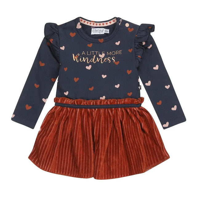 Girls Dress Dark Blue Arabian Spice Hearts | Dirkje - Dirkje