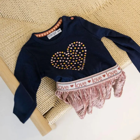 Girls Dress Dark Blue Old Pink | Dirkje - Dirkje