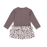 Girls Dress Grey Brown Panter Print | Dirkje - Dirkje