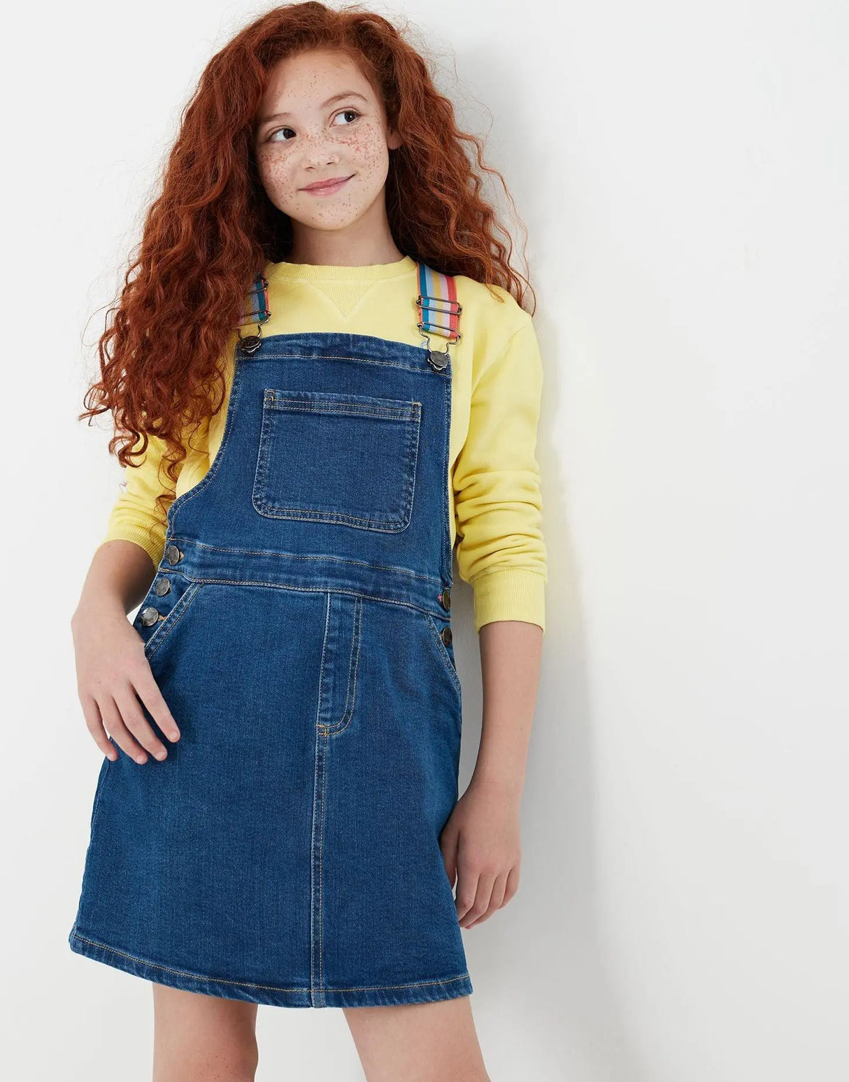 Girls Kimberly Denim Dungaree Dress | Joules - Jenni Kidz