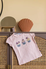 Girls T-shirt Light Pink Cupcakes | Dirkje - Jenni Kidz