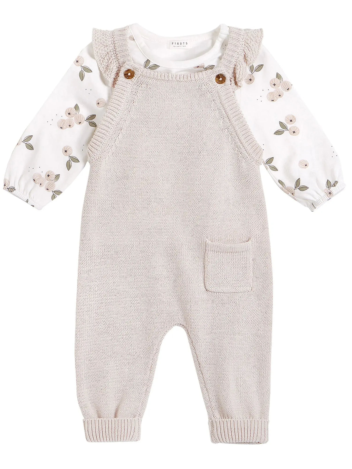 Gooseberry Print and Crème Knit Overall Set | Petit Lem - Jenni Kidz