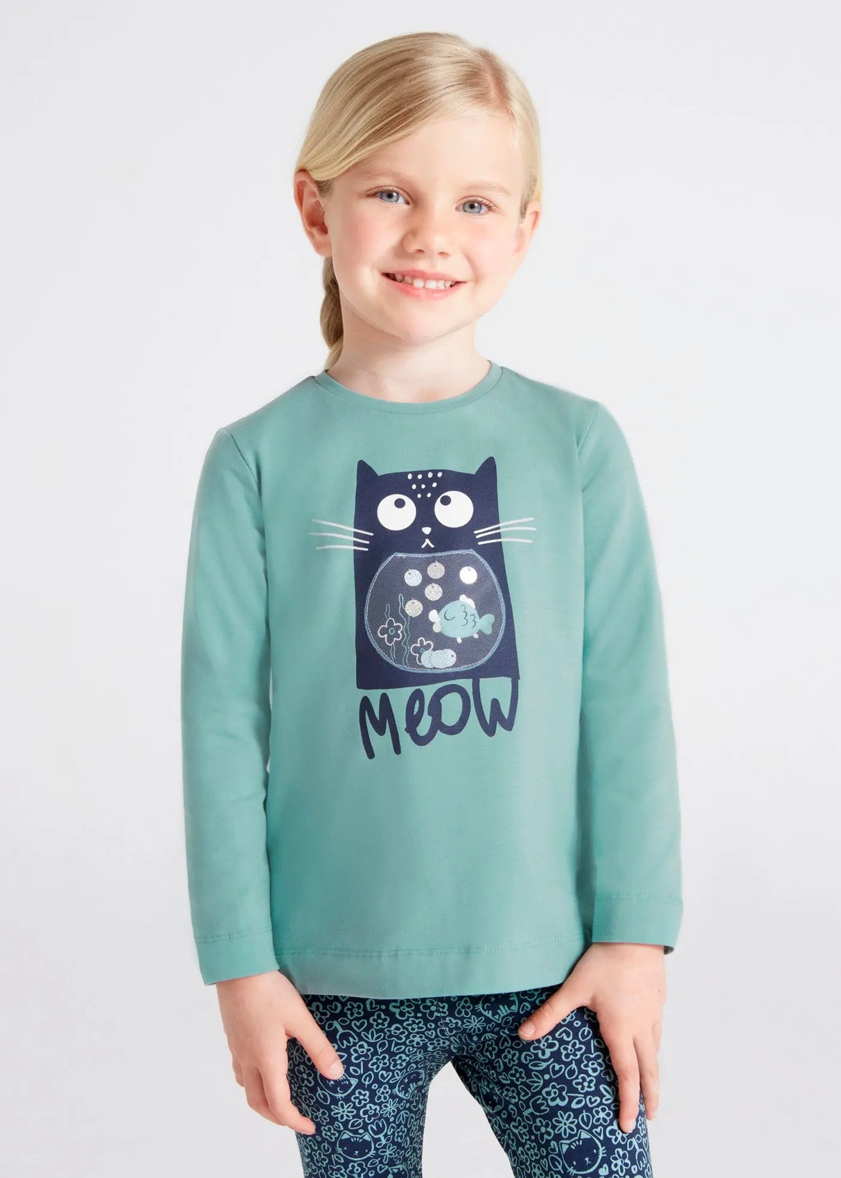 Graphic Long Sleeved T-shirt Girl - Jade | Mayoral - Mayoral