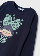 Graphic Long Sleeved T-shirt Girl - Marino | Mayoral - Mayoral