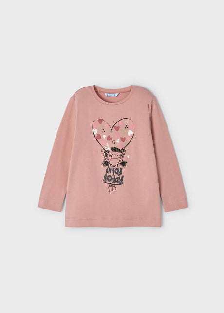 Graphic Long Sleeved T-shirt Girl - Rosado | Mayoral - Mayoral