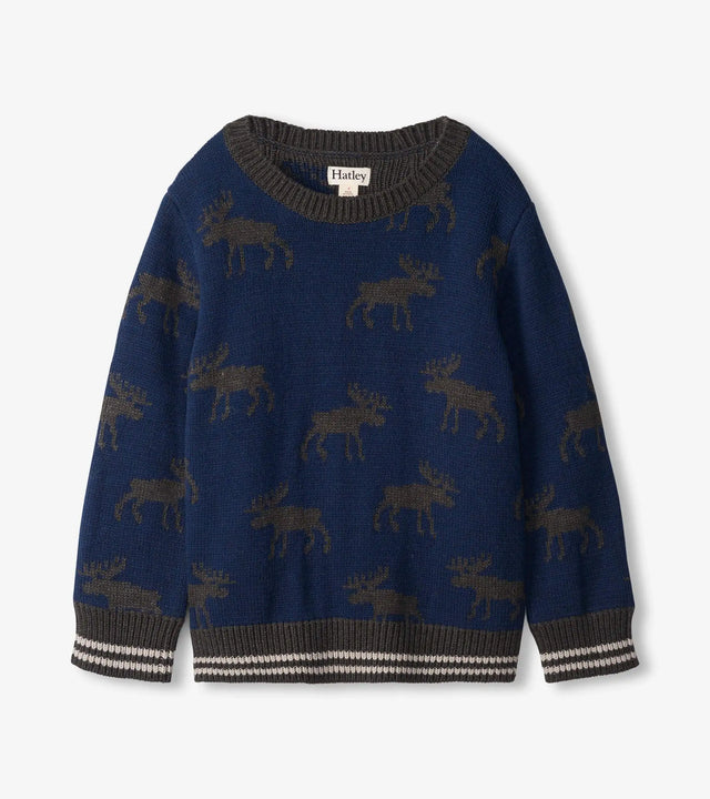 Graphic Moose Crew Neck Sweater | Hatley - Jenni Kidz