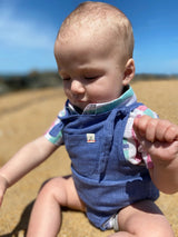 Green/blue striped short sleeved woven onesie | Me & Henry - Jenni Kidz