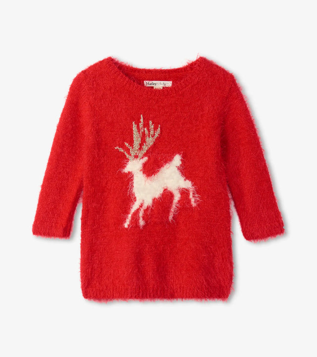 HOLIDEER FUZZY BABY SWEATER DRESS | Hatley - Jenni Kidz