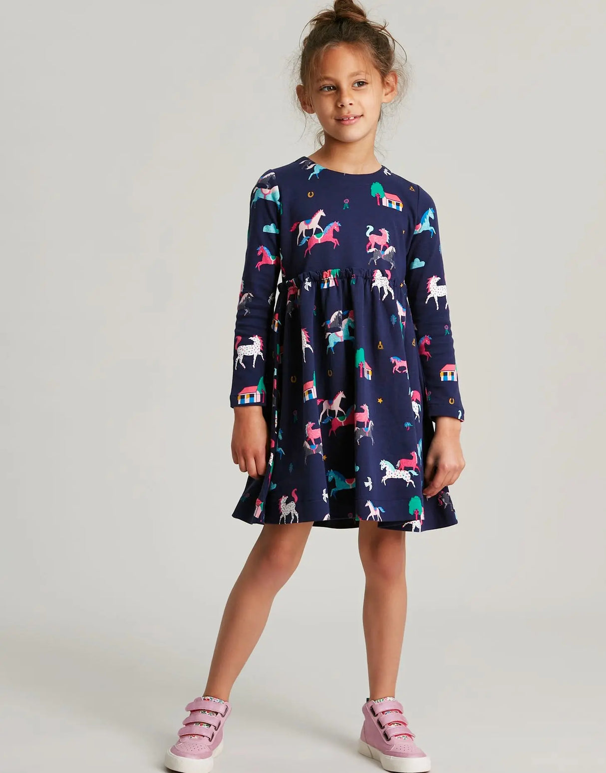 Hampton Long Sleeve Paperbag Waist Jersey Dress | Joules - Joules