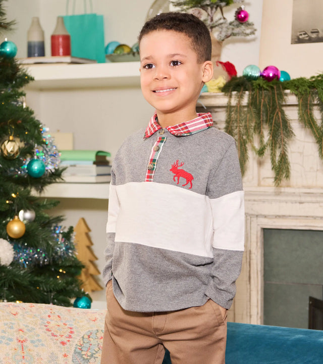 Holiday Elk Polo Shirt | Hatley - Jenni Kidz