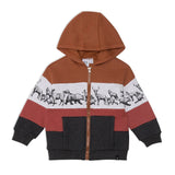 Hooded Fleece Cardigan With Zipper And Printed Animals | DEUX PAR DEUX - Jenni Kidz