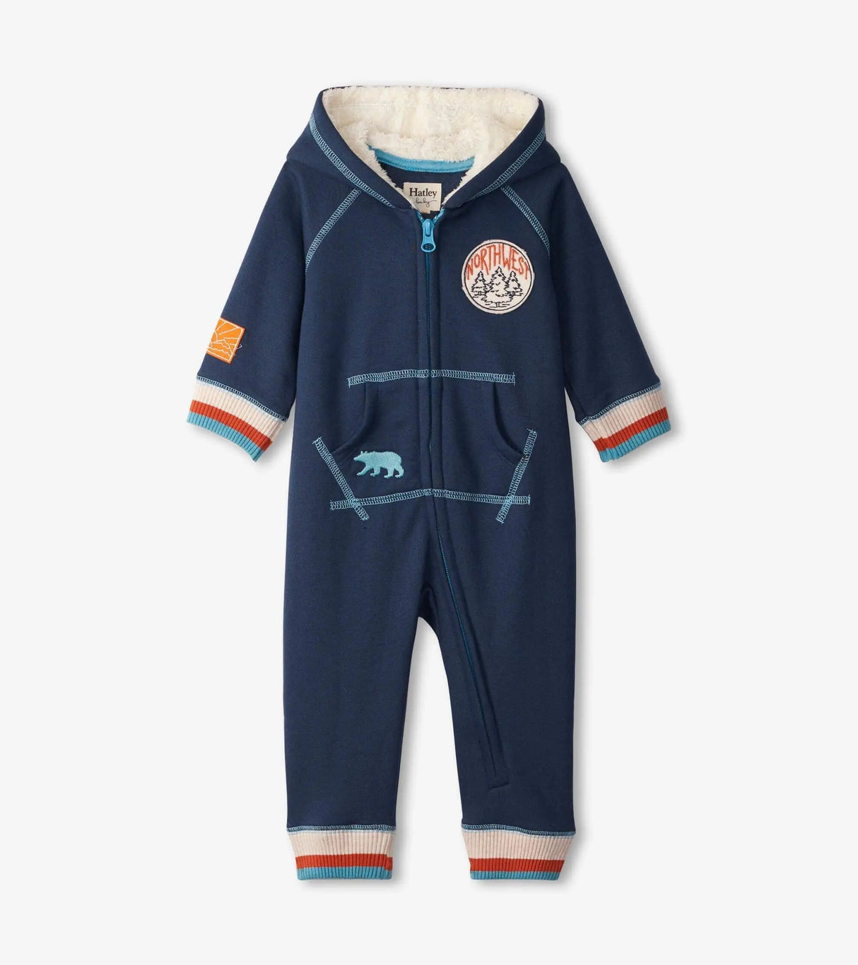 Indigo Melange Baby Hooded Romper | Hatley - Jenni Kidz