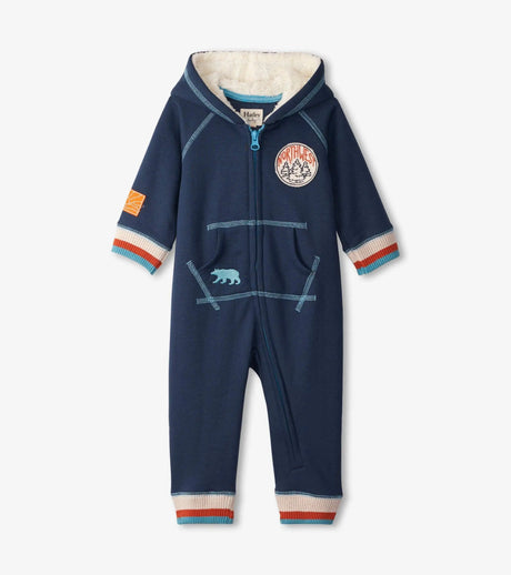 Indigo Melange Baby Hooded Romper | Hatley - Jenni Kidz