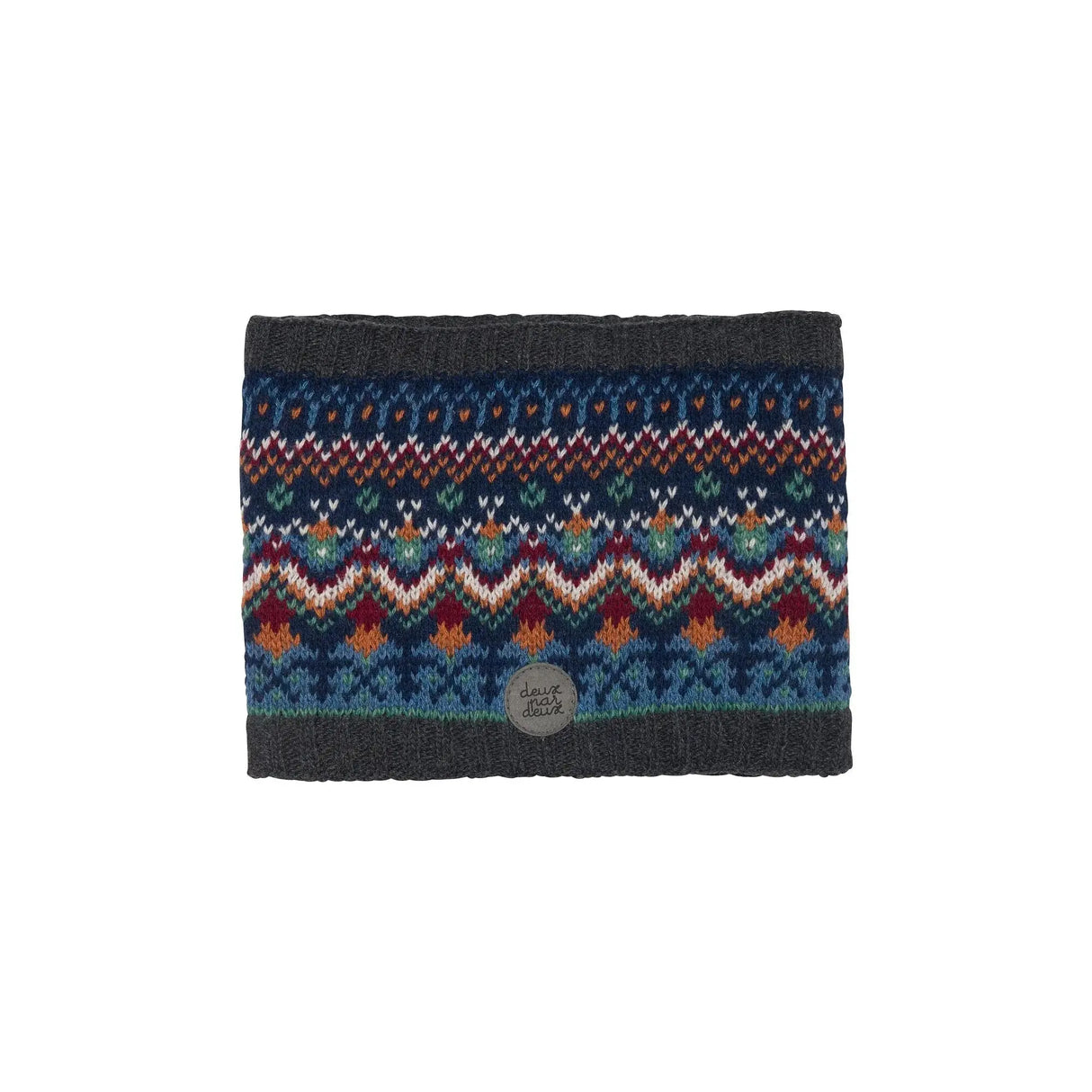 Jacquard Knit Necktube Grey, Blue And Brown | DEUX PAR DEUX - DEUX PAR DEUX