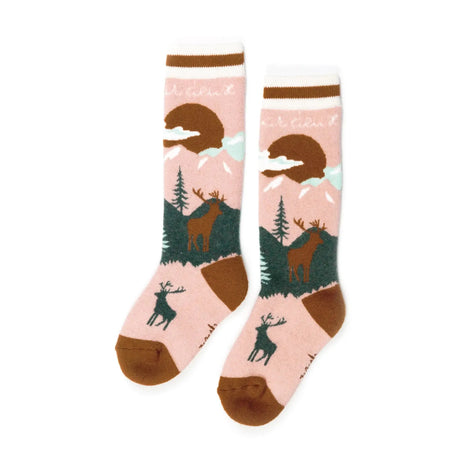 Jacquard Ski Socks Pink, Silver Pink | DEUX PAR DEUX - DEUX PAR DEUX