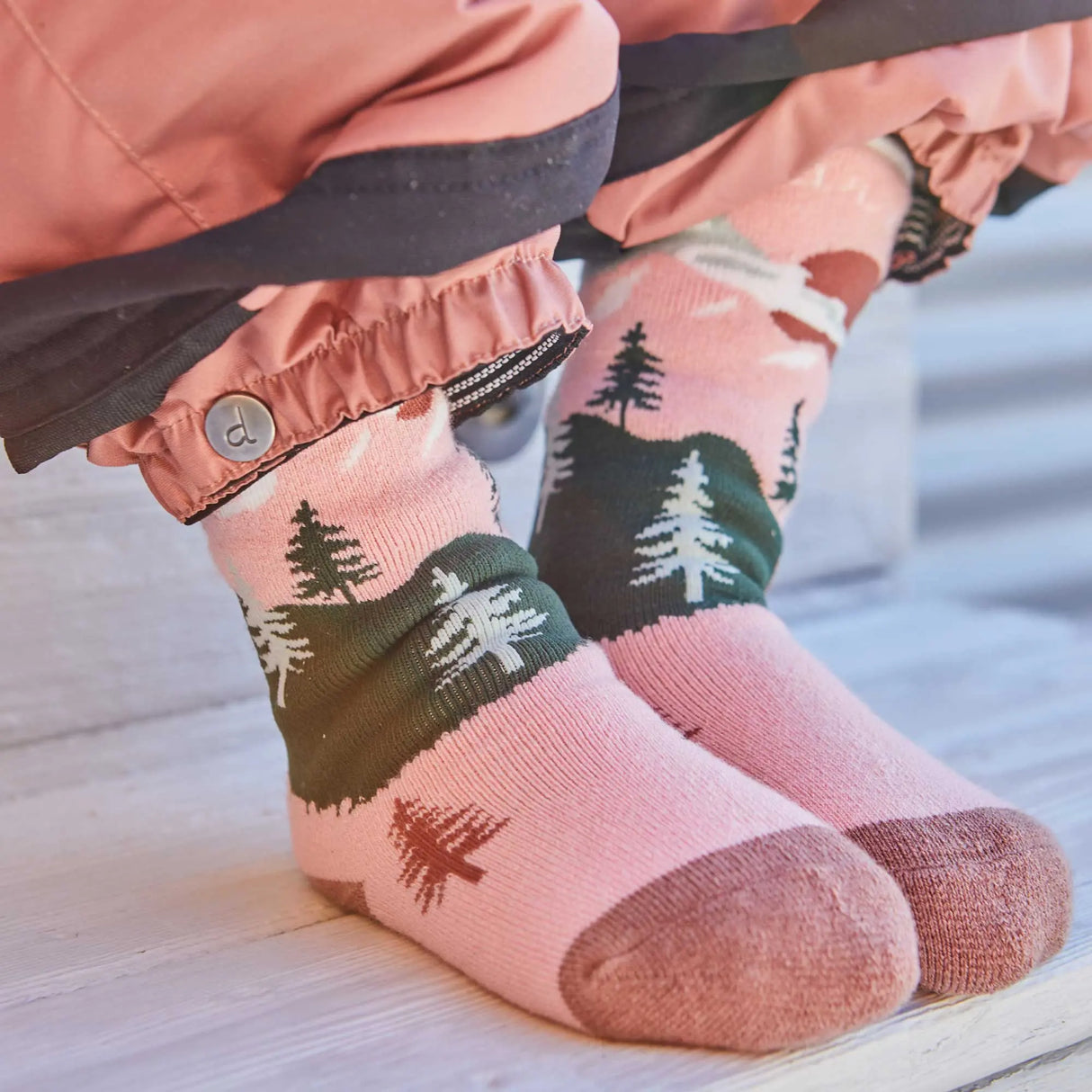 Jacquard Ski Socks Pink, Silver Pink | DEUX PAR DEUX - DEUX PAR DEUX