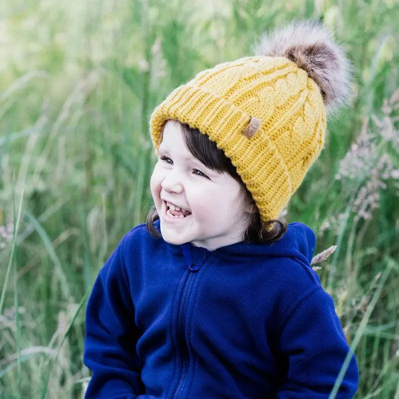 Kids Cable Knit Beanie | Mustard | Jan & Jul - Jenni Kidz