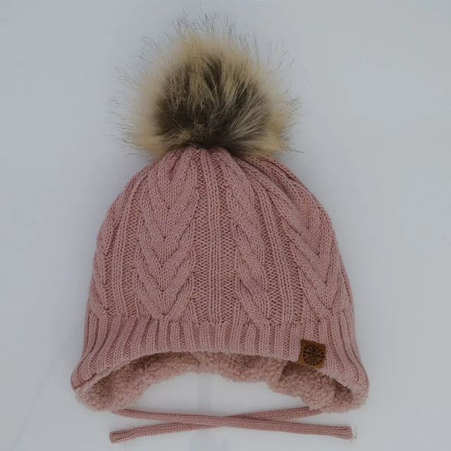 Knit Pom Pom Hat - Rose | CALIKIDS - Jenni Kidz