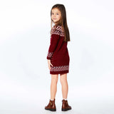 Knitted Long Sleeve Dress Burgundy And Pink | DEUX PAR DEUX - DEUX PAR DEUX