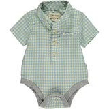 Lemon/blue plaid short sleeved woven onesie | Me & Henry - Jenni Kidz